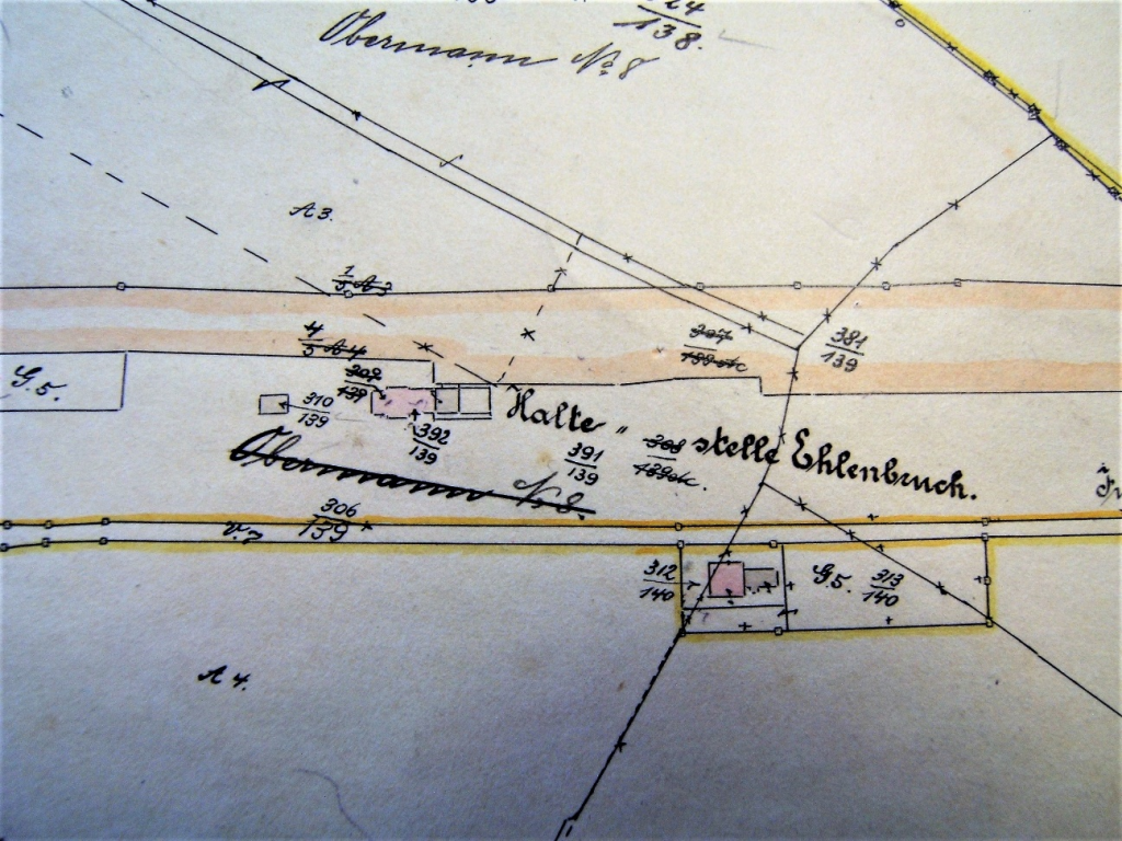 Eine der ältesten zeichnerischen Darstellung des Bahngeländes in Ehlenbruch zeigt ein Katasterplan um 1910. (Foto: Konrad Soppa)