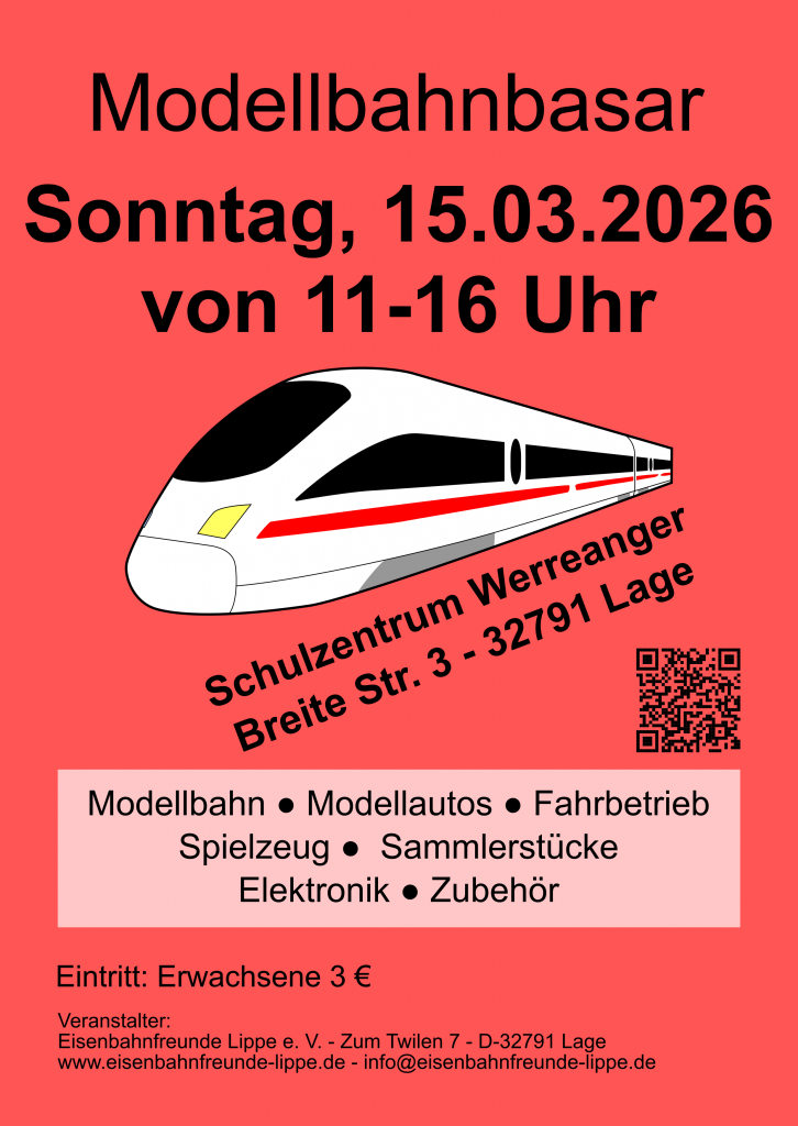 Der Flyer für den Modellbahnbasar am 15.03.2026