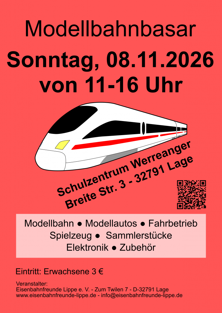 Der Flyer für den Modellbahnbasar am 08.11.2026